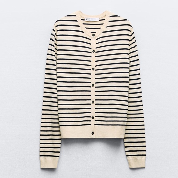 Zara | Striped Fine Knit Cardigan - Picture 1 of 4